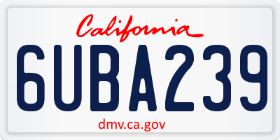 CA license plate 6UBA239