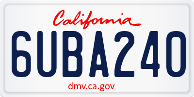 CA license plate 6UBA240