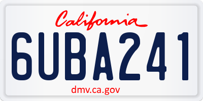 CA license plate 6UBA241
