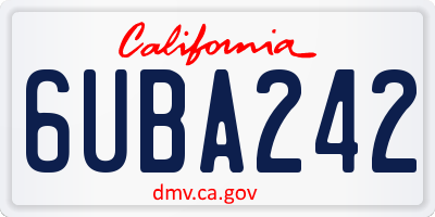 CA license plate 6UBA242