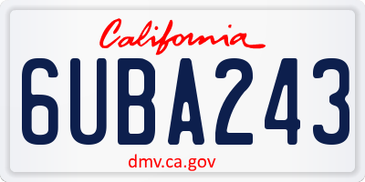 CA license plate 6UBA243