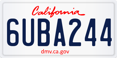 CA license plate 6UBA244
