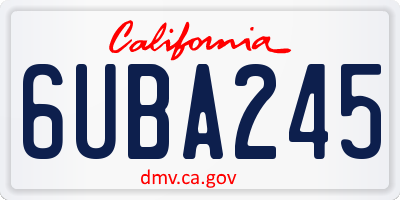 CA license plate 6UBA245