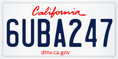 CA license plate 6UBA247
