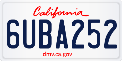 CA license plate 6UBA252