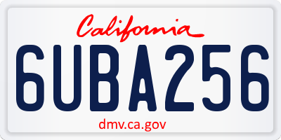 CA license plate 6UBA256