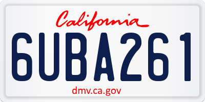 CA license plate 6UBA261