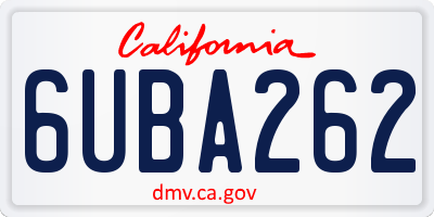 CA license plate 6UBA262