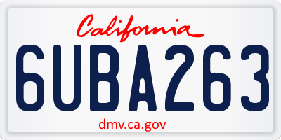 CA license plate 6UBA263