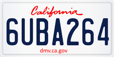 CA license plate 6UBA264