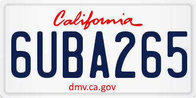 CA license plate 6UBA265