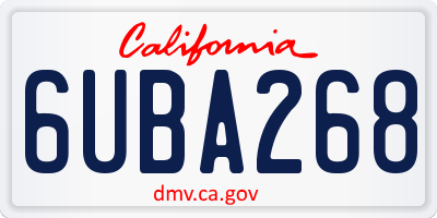 CA license plate 6UBA268