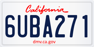 CA license plate 6UBA271