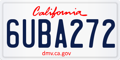 CA license plate 6UBA272