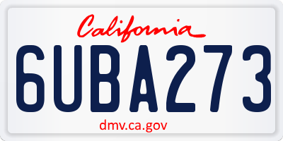 CA license plate 6UBA273