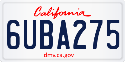 CA license plate 6UBA275