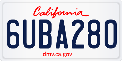 CA license plate 6UBA280