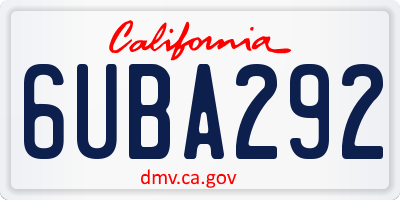 CA license plate 6UBA292
