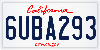 CA license plate 6UBA293