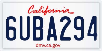 CA license plate 6UBA294