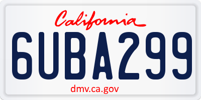 CA license plate 6UBA299