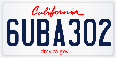 CA license plate 6UBA302