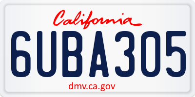CA license plate 6UBA305