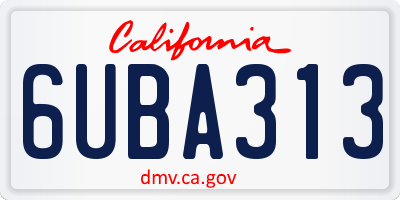 CA license plate 6UBA313