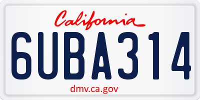 CA license plate 6UBA314