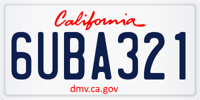 CA license plate 6UBA321