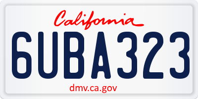 CA license plate 6UBA323
