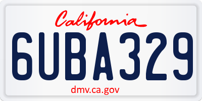 CA license plate 6UBA329