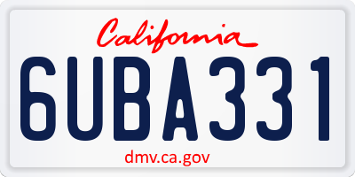 CA license plate 6UBA331