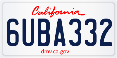 CA license plate 6UBA332