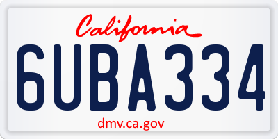 CA license plate 6UBA334