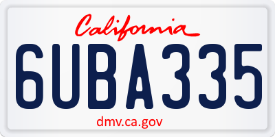 CA license plate 6UBA335