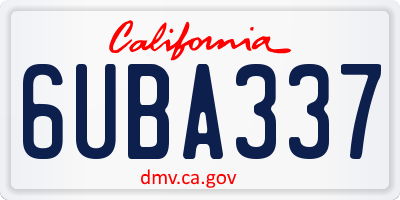 CA license plate 6UBA337