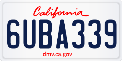 CA license plate 6UBA339
