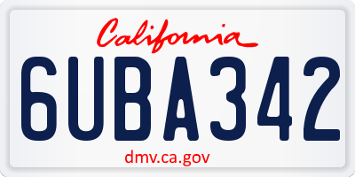 CA license plate 6UBA342
