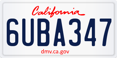 CA license plate 6UBA347