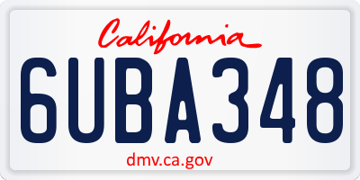 CA license plate 6UBA348