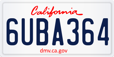 CA license plate 6UBA364