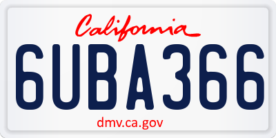 CA license plate 6UBA366