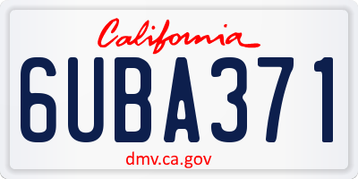 CA license plate 6UBA371