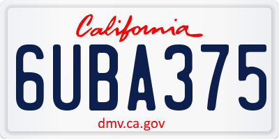 CA license plate 6UBA375