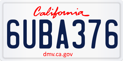 CA license plate 6UBA376
