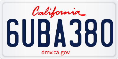 CA license plate 6UBA380