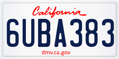 CA license plate 6UBA383