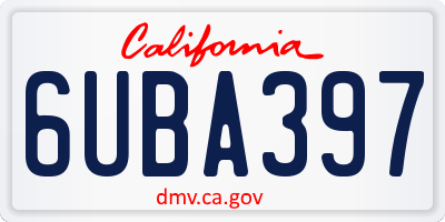 CA license plate 6UBA397
