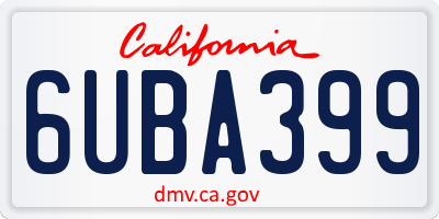 CA license plate 6UBA399